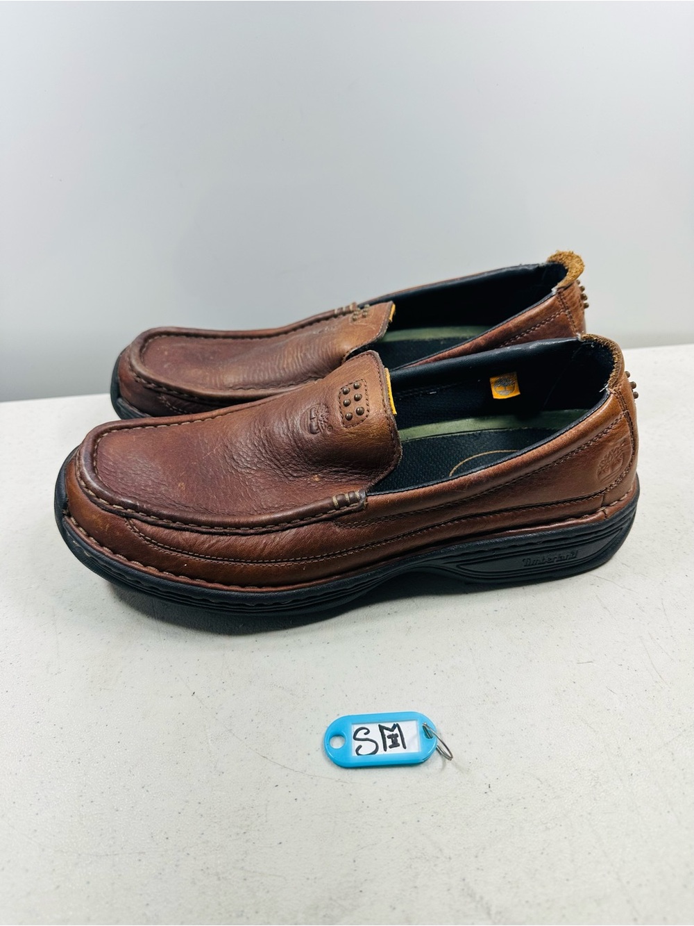 Timberland Pebbled Leather Slip On Loafer Shoe Mens Size 9,5 Brown